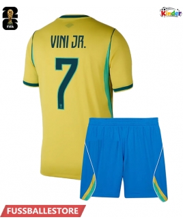 Günstige Brasilien Vinicius Junior #7 Heimtrikotsatz Kinder WM 2026 Kurzarm (+ Kurze Hosen)